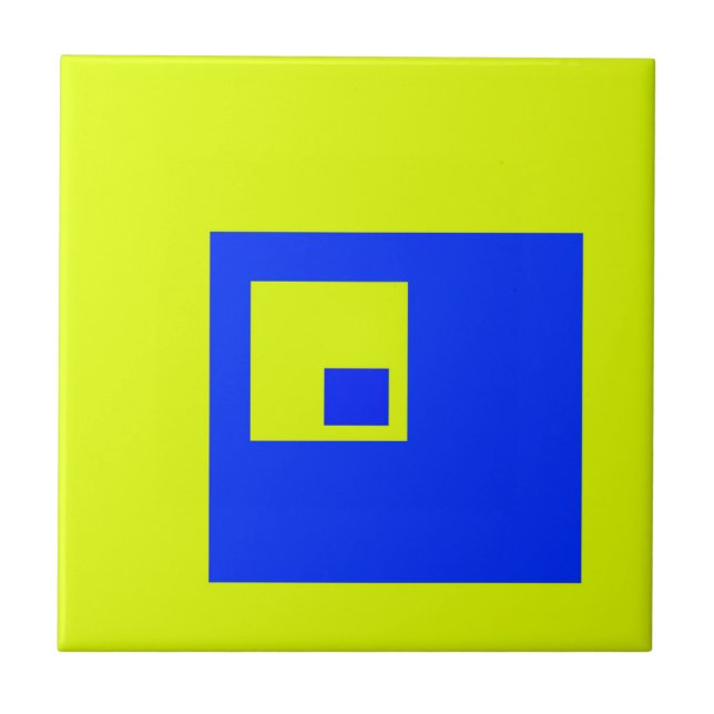 Yellow and blue squares ceramic tile (Front)
