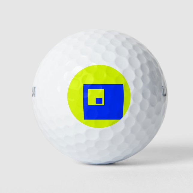 Yellow and blue squares golf balls (Front)