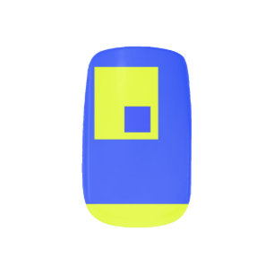 Yellow and blue squares minx nail art