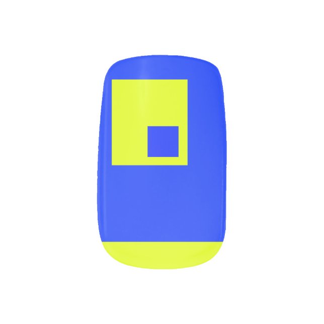 Yellow and blue squares minx nail art (Left Thumb)