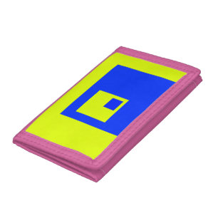 Yellow and blue squares trifold wallet