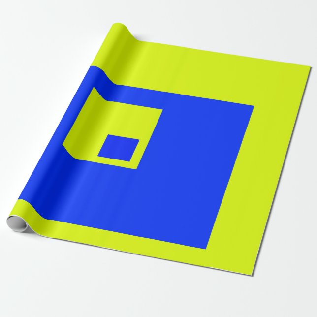 Yellow and blue squares wrapping paper (Unrolled)