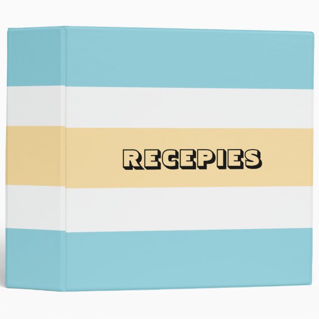 Yellow And Blue Stripes 3 Ring Binder (Front/Spine)