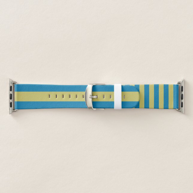 yellow and Blue Stripes Apple Watch Band (Band)