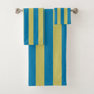 yellow and Blue Stripes Bath Towel Set