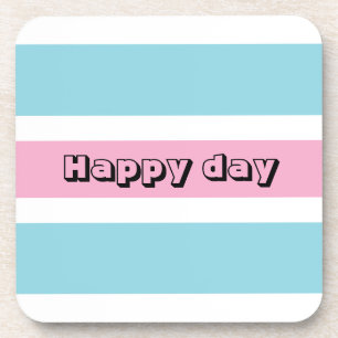 Yellow And Blue Stripes Beverage Coaster