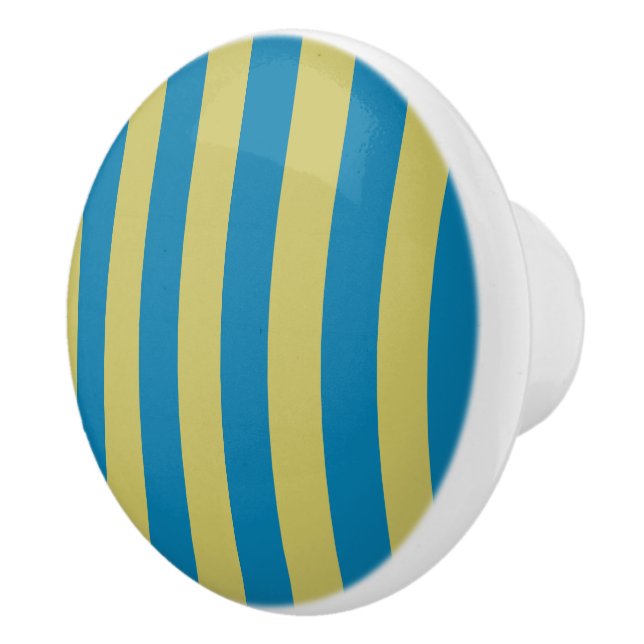 yellow and Blue Stripes Ceramic Knob (Right)