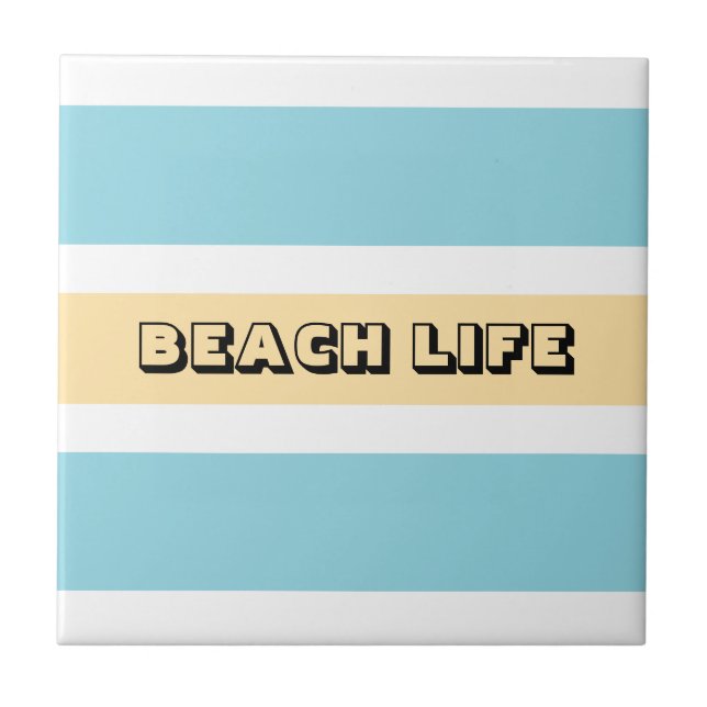 Yellow And Blue Stripes Ceramic Tile (Front)