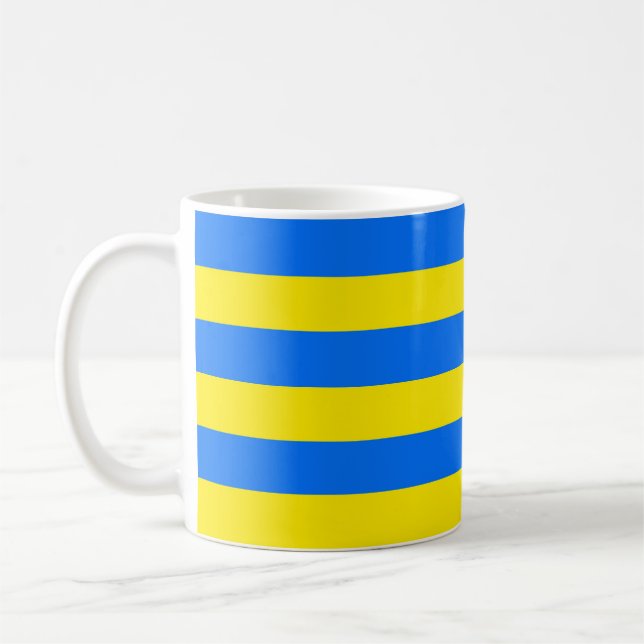 Yellow and Blue Stripes Coffee Mug (Left)