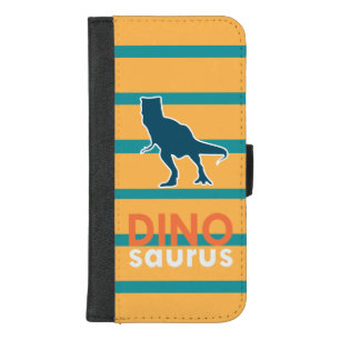 Yellow and blue stripes dinosaur t-rex boys iPhone 8/7 plus wallet case