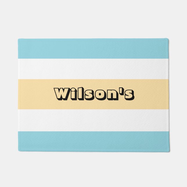 Yellow And Blue Stripes Doormat (Front)