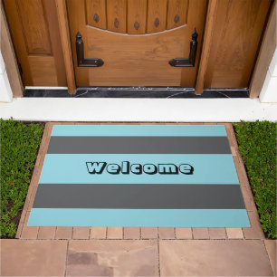 Yellow And Blue Stripes Doormat