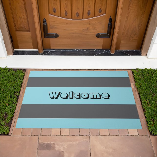 Yellow And Blue Stripes Doormat (Outdoor)