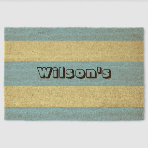 Yellow And Blue Stripes Fiber Doormat