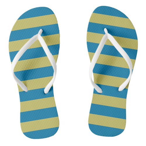 yellow and Blue Stripes Flip Flops