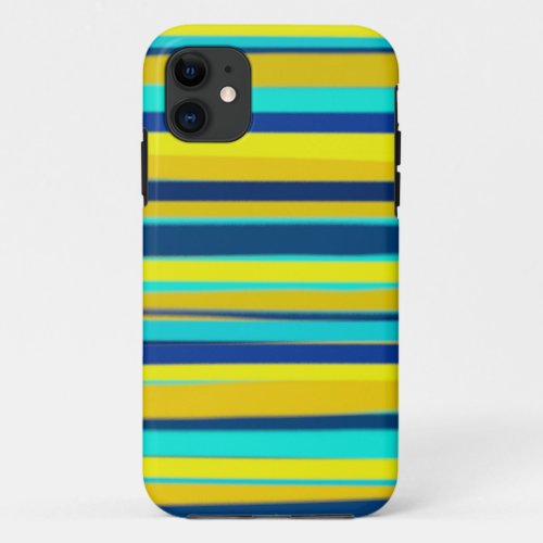 Yellow and blue stripes graphic art iPhone 11 case