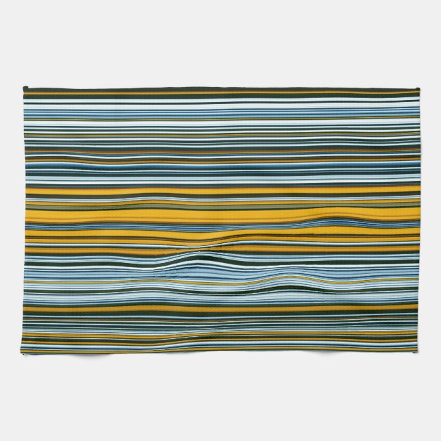 Yellow and Blue Stripes Kitchen Towel (Horizontal)