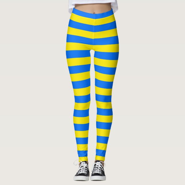 Yellow and Blue Stripes Leggings (Front)