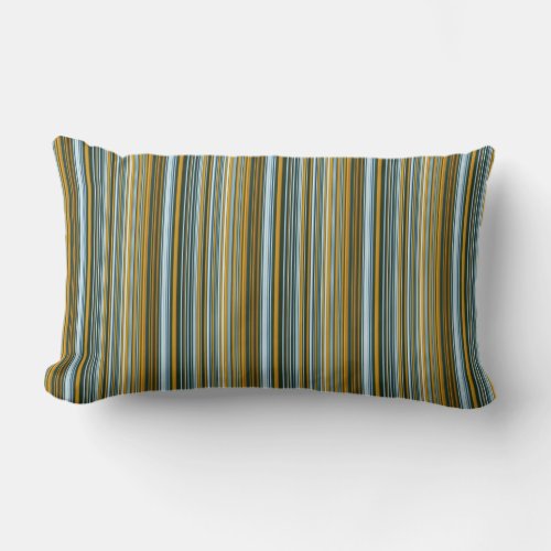Yellow and Blue Stripes Lumbar Pillow