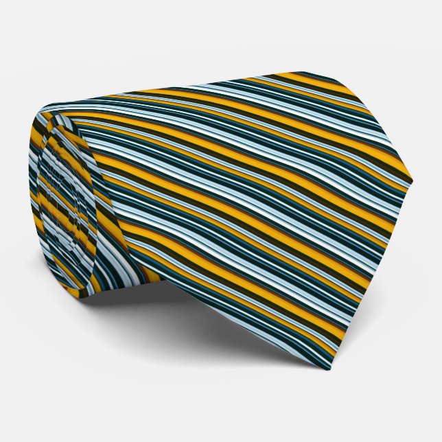Yellow and Blue Stripes Neck Tie (Rolled)
