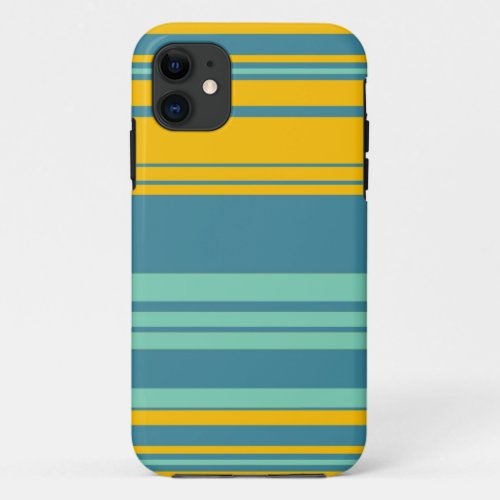 Yellow and Blue Stripes Pattern 2 iPhone 11 Case