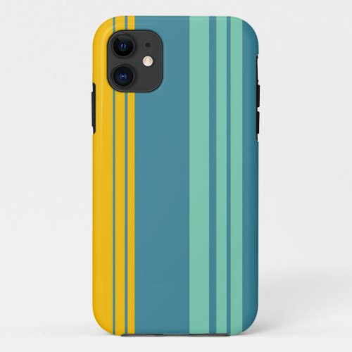 Yellow and Blue Stripes Pattern iPhone 11 Case