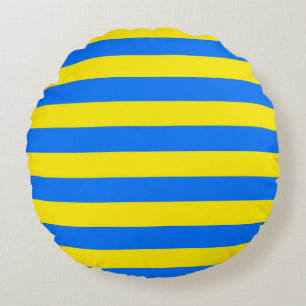 Yellow and Blue Stripes Round Pillow