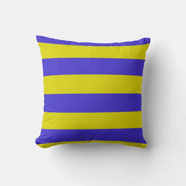 Yellow and Blue Stripes Throw Pillow (Front)