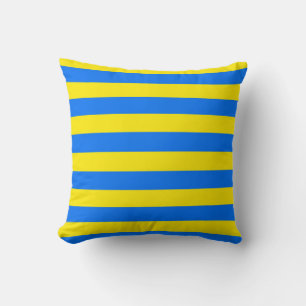 Yellow and Blue Stripes Throw Pillow