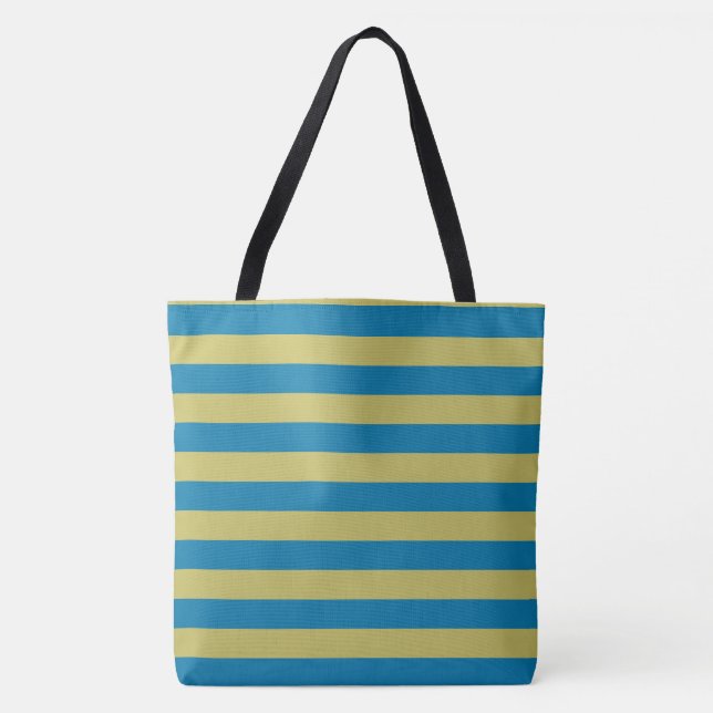 yellow and Blue Stripes Tote Bag (Front)