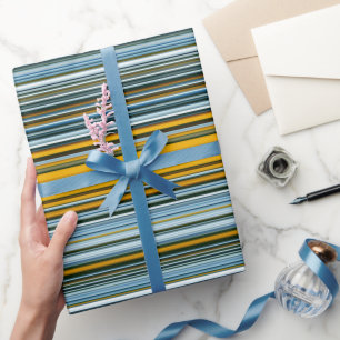Yellow and Blue Stripes Wrapping Paper