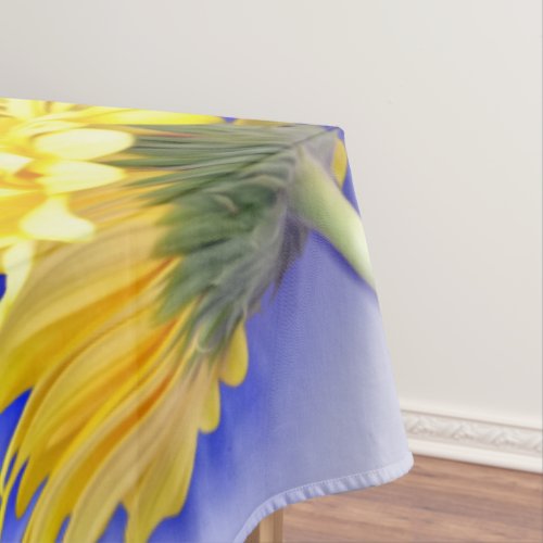 Yellow and blue tablecloth