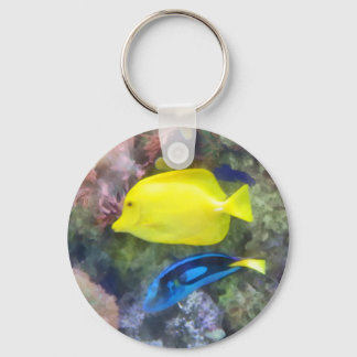 Yellow and Blue Tang Fish Keychain