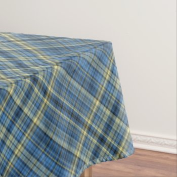 Yellow And Blue Tartan Pattern Tablecloth by Rainbow_Pixels at Zazzle