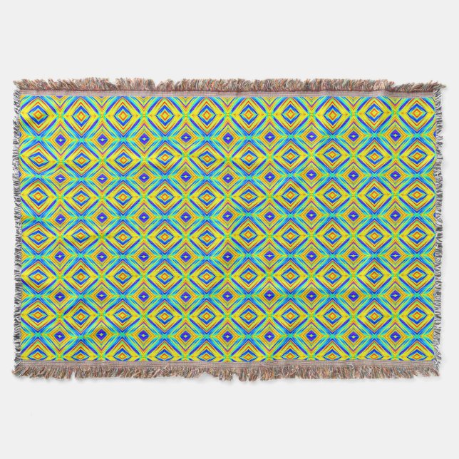 Yellow and Blue Throw Blanket (Front)