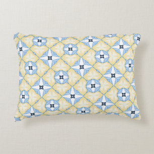 Yellow and Blue Tile Accent Pillow