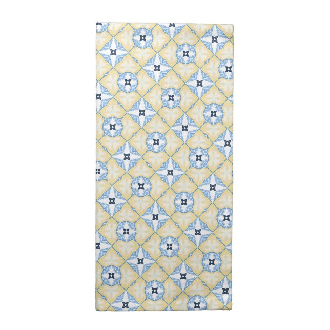 Yellow and Blue Tile  Cloth Napkin (Half Fold)