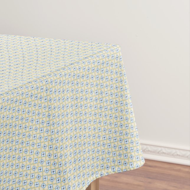 Yellow and Blue Tile Pattern Tablecloth (In Situ)