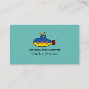 Yellow and Blue Toy Submarine Deep Sea Diving Business Card