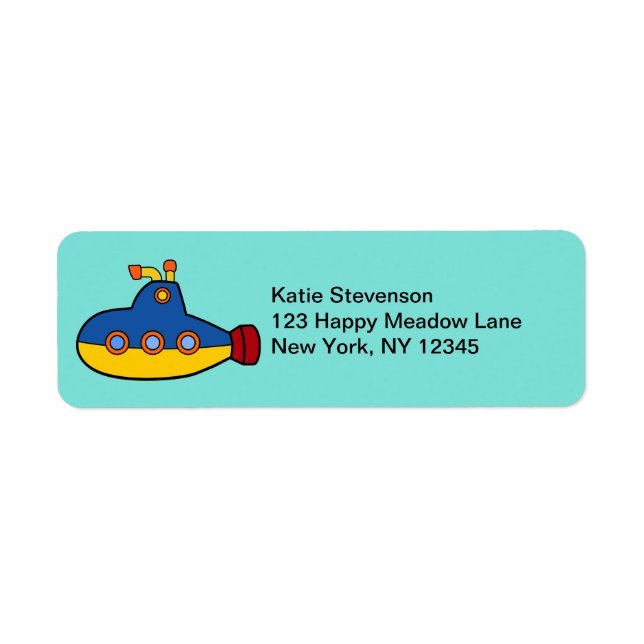 Yellow and Blue Toy Submarine Label (Front)