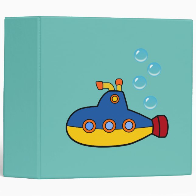 Yellow and Blue Toy Submarine with Water Bubbles Binder (Front/Spine)