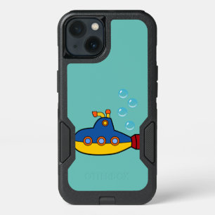 Yellow and Blue Toy Submarine with Water Bubbles iPhone 13 Case