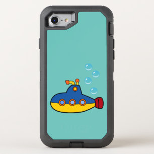 Yellow and Blue Toy Submarine with Water Bubbles OtterBox Defender iPhone SE/8/7 Case