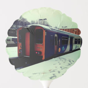Yellow and blue train balloon