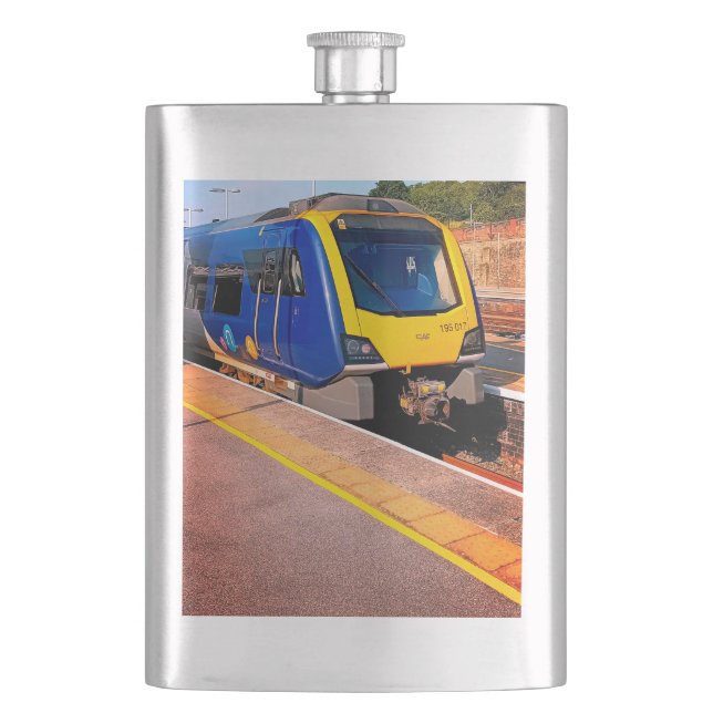 Yellow and blue train flask (Front)