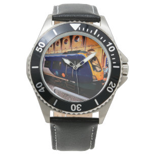 Yellow and blue train  watch