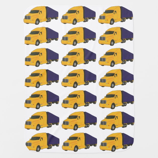 Yellow and Blue Trucks Baby Blankets (Front)