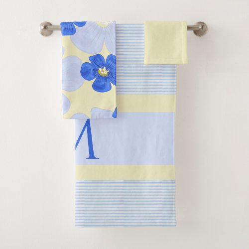 Yellow and blue Watercolor  Floral Monogram Set
