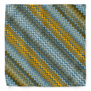 Yellow and Blue Wavy Stripes Bandana