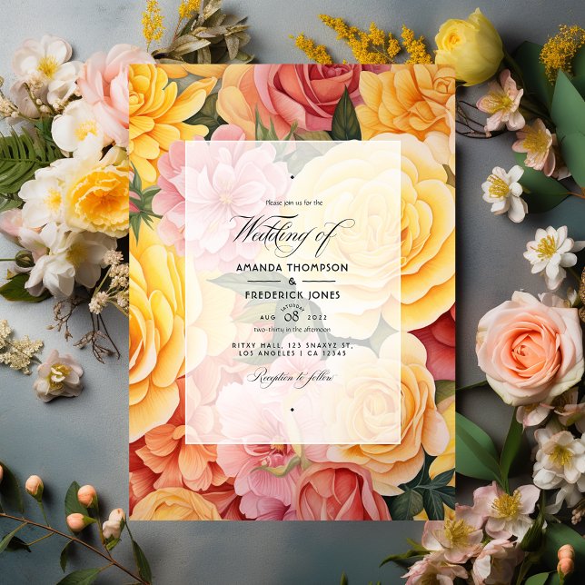 Yellow and Blush Floral Wedding Invitation (Creator Uploaded)